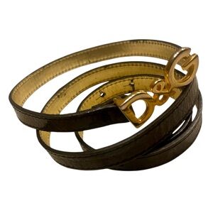 Dolce & Gabbana D&G Authentic Vintage Black Gold Women's Designer Skinny Belt